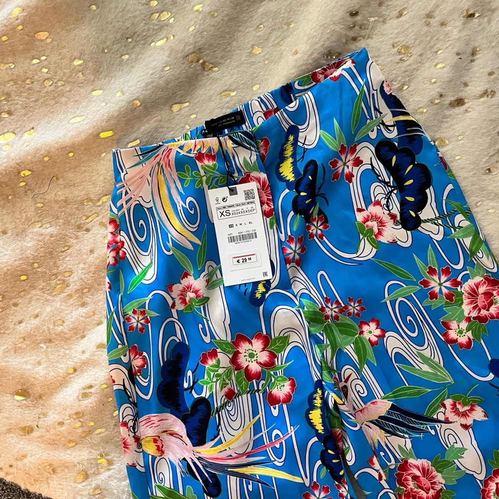 Zara blue tropical pants